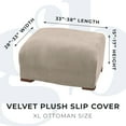 thumbnail image 4 of Great Bay Home Stretch Velvet-Plush Washable Ottoman Slipcover  (Ottoman XL, Silver Cloud), 4 of 5
