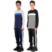 Hind Boys 4-Piece Active Long Sleeve T-Shirt and Jogger Sweatpant Set, Size 5-12