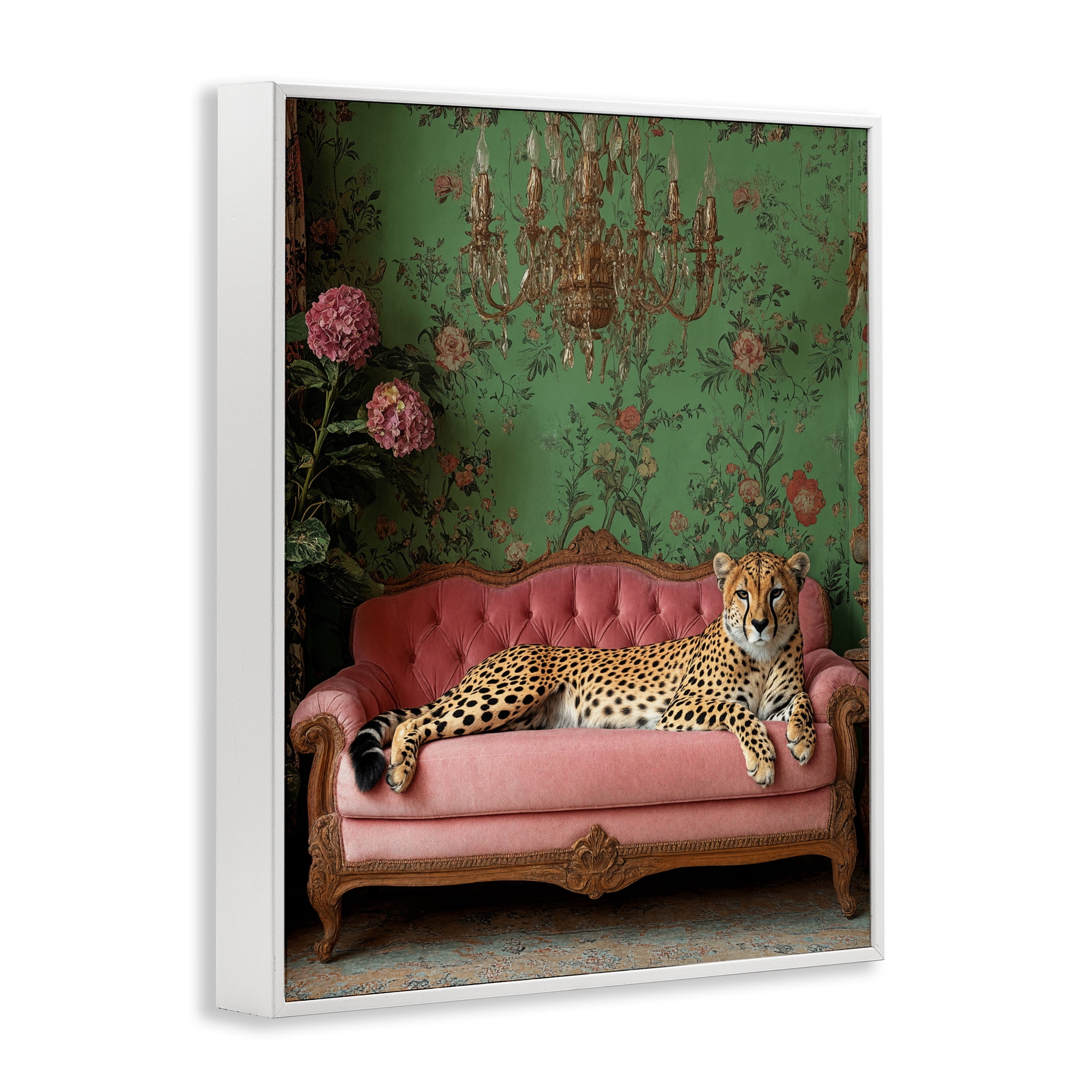 Stupell Industries Ornate Sophisticated Leopard Lounging White Framed Giclee Art, design by Scott Stulberg