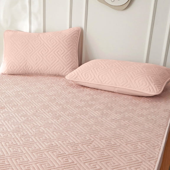 HCBY 2Pcs Solid Quilted Pillowcases, Standard Size Hotel Quality Pillow Covers for Queen Full Bed, Decorative Stitched Bedroom Pillow Shams (Pink,29.1"x18.8")