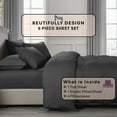 thumbnail image 2 of 1000 Thread Count, 100% Giza Egyptian Cotton - 6 PC Sheet Set - Twin, Dark Grey, 10" Deep Pocket, 2 of 9