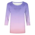 thumbnail image 4 of Gradient Tshirts Tops for Women Trendy Summer Shirts Plus Size Casual 3/4 Sleeve Crewneck Tunic Top, 4 of 5