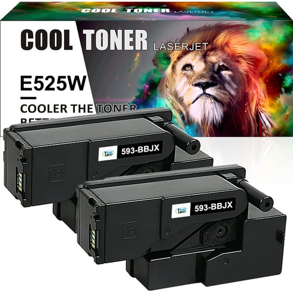 Cool Toner Compatible E525W Toner Cartridge for Dell E525W E525 593-BBJX Replacement Color Printer Toner Ink Black, 2-Pack