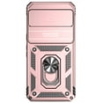 thumbnail image 4 of Heavy Duty Case for Google Pixel 8 Pro, Rugged PC Soft TPU Military Grade Shockproof Metal Magnetic Car Mount Cover with Camera Lens Sliding Ring Holder Bracket Case,Rosegold, 4 of 9