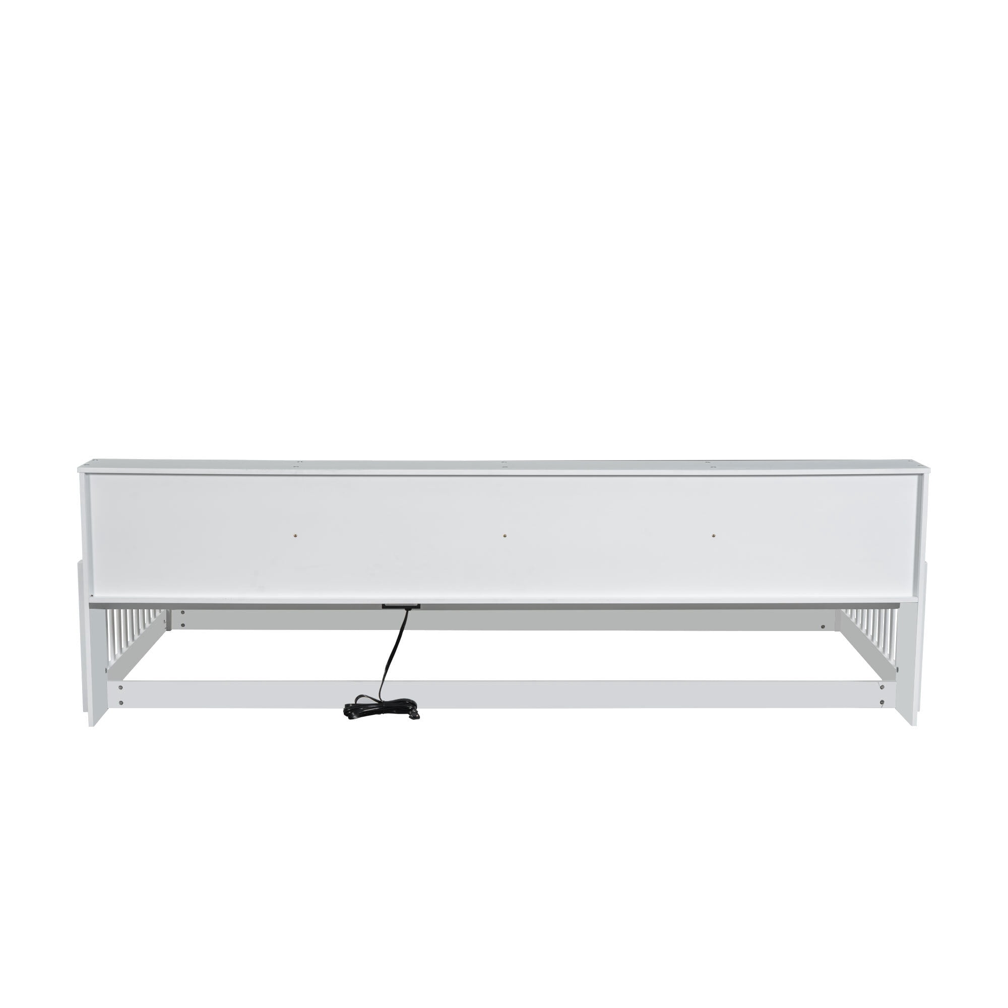Euroco Wood Twin XL Platform Bed, Floor Bed with Storage and USB Ports, White