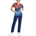 thumbnail image 4 of 1776-2026 Scrubs for Women Set 250th Anniversary USA Medical Uniform - 4th of July V-Neck Top & Straight Leg Pants with Pockets, Nurse Workwear 03-Light Blue L, 4 of 5