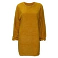 thumbnail image 2 of MIUOWANP Winter Dresses for Women 2024 Casual Women's Medium Length Long Sleeved Round Neck Loose Plush Dress Gold L, 2 of 5