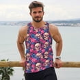 thumbnail image 6 of Gukieu Skull rose blue flower Print Men's Quick Dry Fitness Vest, Round Neck Sleeveless Fitness Bodybuilding Top-Small, 6 of 7