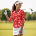 thumbnail image 4 of Uorisanigo Red Heart Womens Quick Dry Athletic Polo Shirts Casual Fashion Women's 3/4 Sleeve Athletic Golf Shirts with Quarter Zip Breathable Versatile Pullover for Workout Sports, 4 of 7