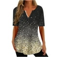 thumbnail image 2 of Fiudx Camisas para Mujer Blusas Estampadas para Mujer, Camiseta con Botones, Camiseta de Manga Corta con Cuello En V, 2 of 5