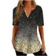 thumbnail image 1 of Tops Cortos para las Mujeres Impresas Blusas Botón Camiseta Manga Corta Cuello en V, Top de Moda para Primavera Verano, 1 of 5