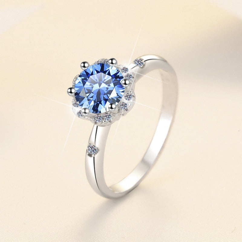 1 Carat Moissanite Wedding Ring for Women Engagement Rings for Women Diamond 18K White Gold Plated 925 Sterling Silver Moissanite Diamond Promise Rings Womens Diamond Ring