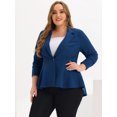 thumbnail image 2 of Blazer de talgrande pamujer con solacon muescas, dobladillo con volantes y péplum, paNavidad azul real 5X, 2 of 5