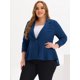 thumbnail image 2 of Blazer de talgrande pamujer con solacon muescas, dobladillo con volantes y péplum, paNavidad azul real 5X, 2 of 5