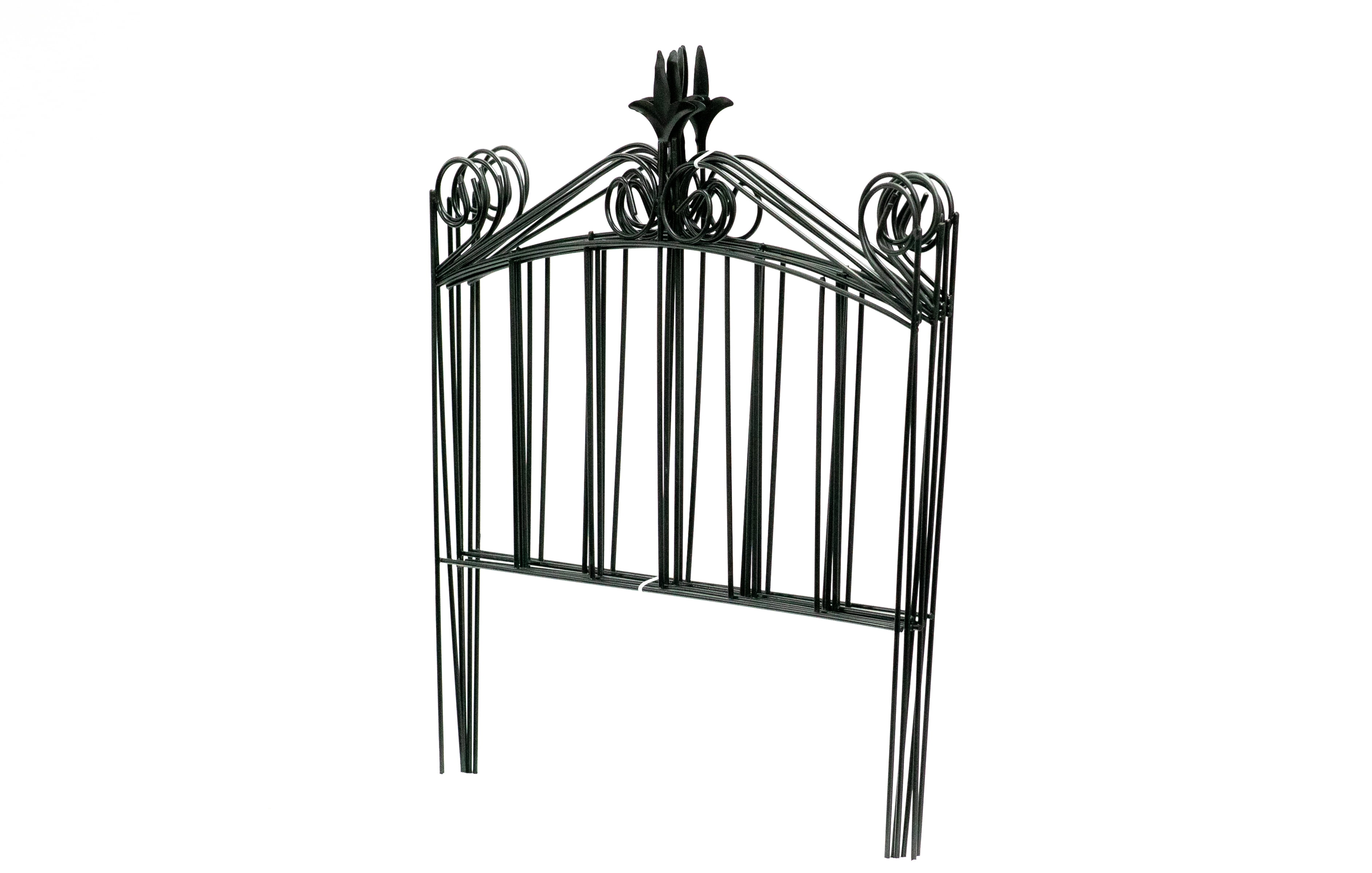 Glamos Wire 19 inch Finial Metal Decorative Garden Fence 6 Panels Covers 8 feet