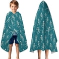 thumbnail image 3 of Teal Dancing Skeleton Pattern Hooded Bath Towel，50"x30" for Ages 3 To 12 Kids, Quick Dry Lightweight Soft Microfiber Hood Beach Towel Cover Up for Kids, 3 of 7