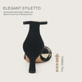 Women's Black Open Toe Kitten Heel Sandals with Ankle Strap, Stiletto