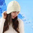thumbnail image 2 of Xijirk Womens Ribbed Knitted Hat with Ear Cover Soft Warm Headwear for Daily Casual Outdoor Autumn Winter Wear,Beige,One Size, 2 of 4