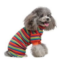 YUEHAO Dog Sweaters for Small Dogs Pet Clothes Home Wear Striped Pajamas High Collar Four-Legged Clothes Pet Dog Clothes (Watermelon Red, S)