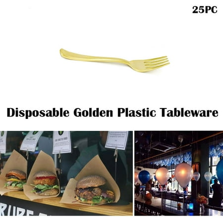 

Vikakiooze Sizzling savings Disposable Gold Color Others Tableware Cutlery Spoon Fork Set 25PC Hot Party Clearance
