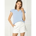 thumbnail image 3 of Allegra K Camiseta Manga Tulipán Cuello En V Básico Para Mujer Gris azul XS, 3 of 6
