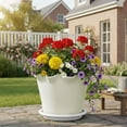 thumbnail image 6 of TanSiDing Plastic Flower Pots with Drainage Saucer, Ruffled Wave Edge Decorative Planters for Indoor Outdoor Garden Home Decor, Lightweight Durable Plastic Planter Pot, 6 of 6