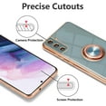 thumbnail image 5 of Electroplated Magnetic Ring Holder Case, 360 Degree with Rotation Metal Finger Ring Holder Magnet Car Holder Soft Silicone Shockproof Cover for Samsung Galaxy S21 FE - Gray, 5 of 12