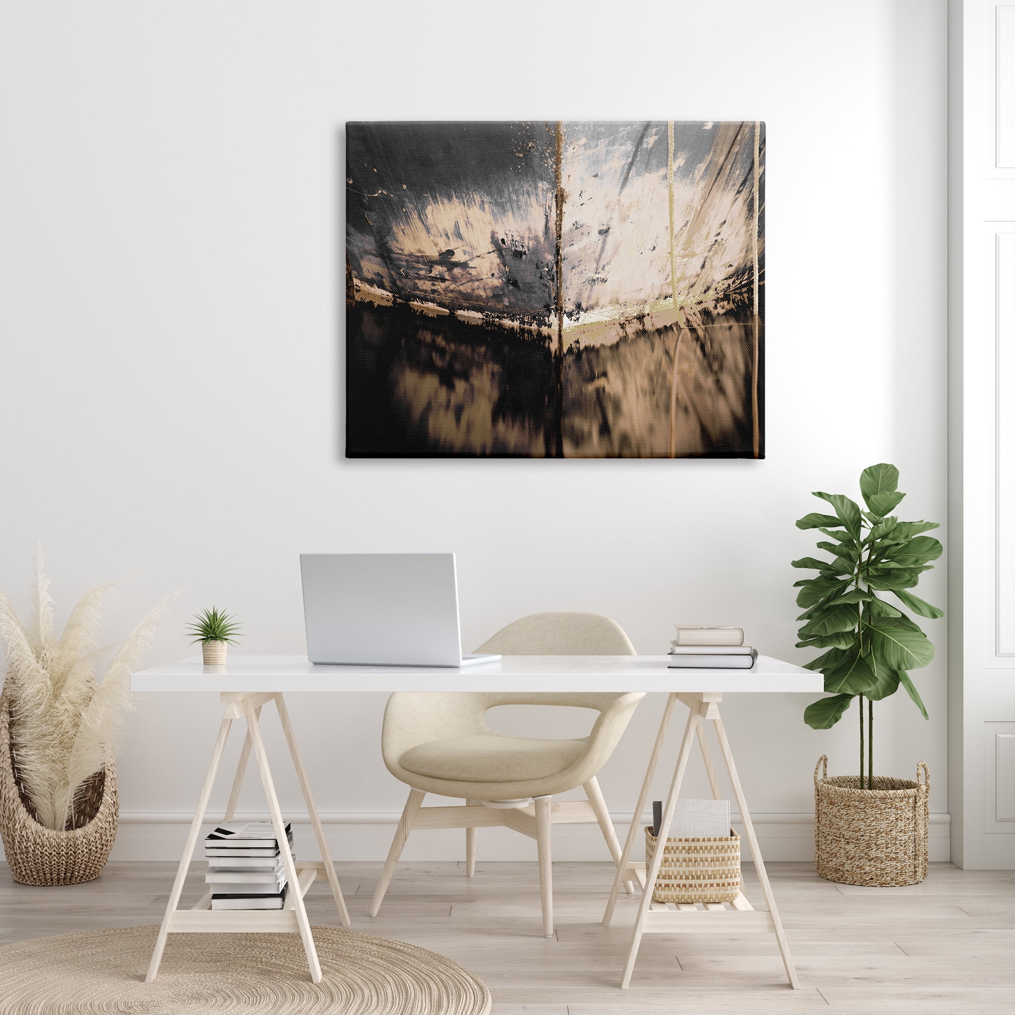 Design by Melissa McClain Abstract Boat Underside Reflection Distressed Murky Lake 48 in x 36 in Painting Canvas Art Print, by Stupell Home Décor