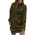 thumbnail image 2 of ZRBYWB Womens Dresses Women's Hooded Sweatshirt Drawstring Lettering Long Sleeve Pullover Hoodie Midi Dress Party Dress, 2 of 6