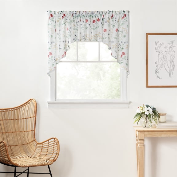 Martha Stewart Martha’s Garden Curtain Swag, Multicolor, Pole Top, Semi Sheer, Indoor, Adult, 1 Piece, 27" x 30"