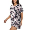 thumbnail image 2 of Kdxio Lilies Flowers Print Pajamas Sets for Women Short-Sleeved Pjs with Lounge Shorts Two Piece Sleepwear S-4XL, 2 of 9