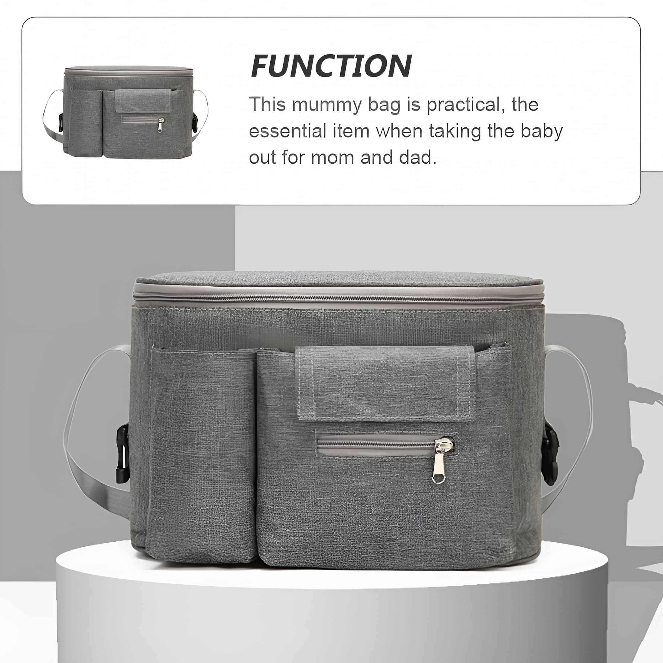 GASTROPOD 2026 New Baby Tote Bag Waterproof Nylon Light Grey with Storage for Parents Totes Babies 1Pcs for Diaper Bags,Travel,Outdoor,Shopping,Daily Use