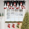 thumbnail image 5 of Christmas Red Snowman Valances for Windows, White Pine Tree Xmas Balls Snow Black Rod Pocket Valance Short Window Treatments Curtains for Kitchen Bathroom Bedroom Decor, 60 x 14 In, 5 of 9