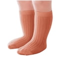 thumbnail image 1 of HAiming Kids Crew Socks Double Needle Mid Tube Solid Color Ribbed Knit Children's Sock for Boys Girls, 1 of 4