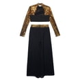 thumbnail image 7 of Aislor Girls 2 Piece Dance Outfits Sparkly Sequin Rhinestone Crop Top with Split Sides Flowy Pants Set Gold 16, 7 of 7