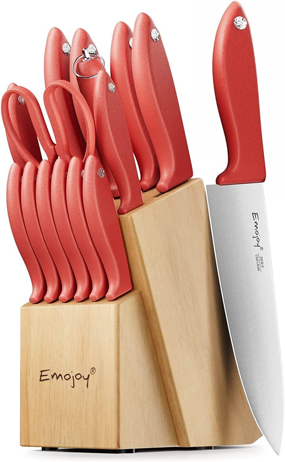 Knife Set 15Piece Kitchen Knife Set with Block Wooden,Chef Knife Set