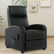 MCQ Recliner Sofa with Vibration Massage, Adjustable Footrest Chair for Lounge Bedroom, Black