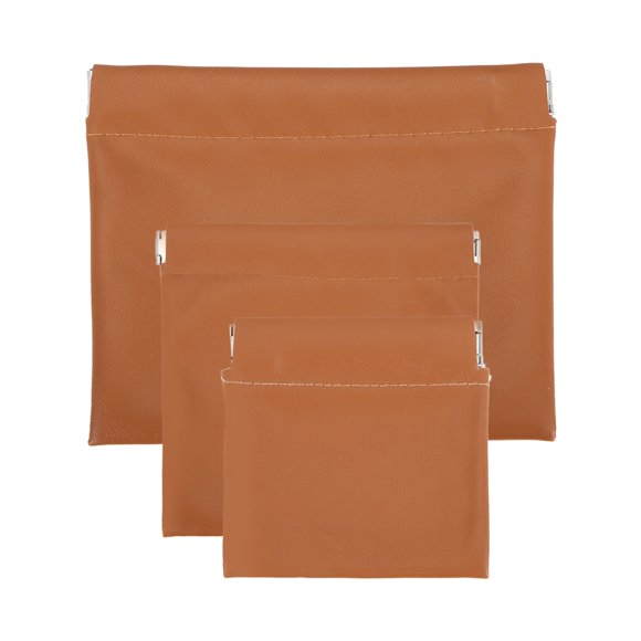 Uxcell 3 Pcs Bolsa de Cosméticos de Piel de Cordero, 3 Tamaños (8/12/14cm) Bolsa de Maquillaje Pequeña para Mujeres
