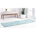 thumbnail image 2 of Unique Loom 3146451 2 ft. x 8 ft. 8 in. Rounded Trellis Frieze Runner Rug, Light Blue, 2 of 5