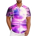 thumbnail image 1 of Mens Casual Manga Corta Botón Abajo Camisas Turndown Cuello Blusa de Impresión, Poliéster Ligero Top de la Moda para el Verano Al Aire Libre Y el Uso Diario, 1 of 6