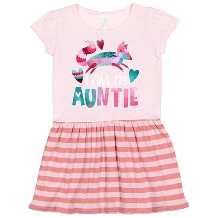 

Inktastic I Love My Auntie Pink and Blue Fox with Hearts Gift Toddler Girl Dress