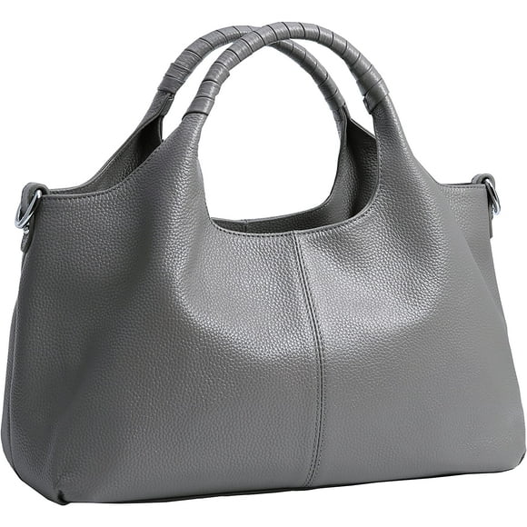 Colisha Genuine Leather Purses and Handbags for Women Top Handle Satchel Large Work Tote Shoulder Crossbody Bag Gray
