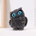 thumbnail image 2 of 3" Cute Mini Natural Owl Carving, Rainbow Shell Owl Statue Carved, Gemstone Birds Figurine Decor, Healing Animals Home Decor, Gifts For Friends, 2 of 3