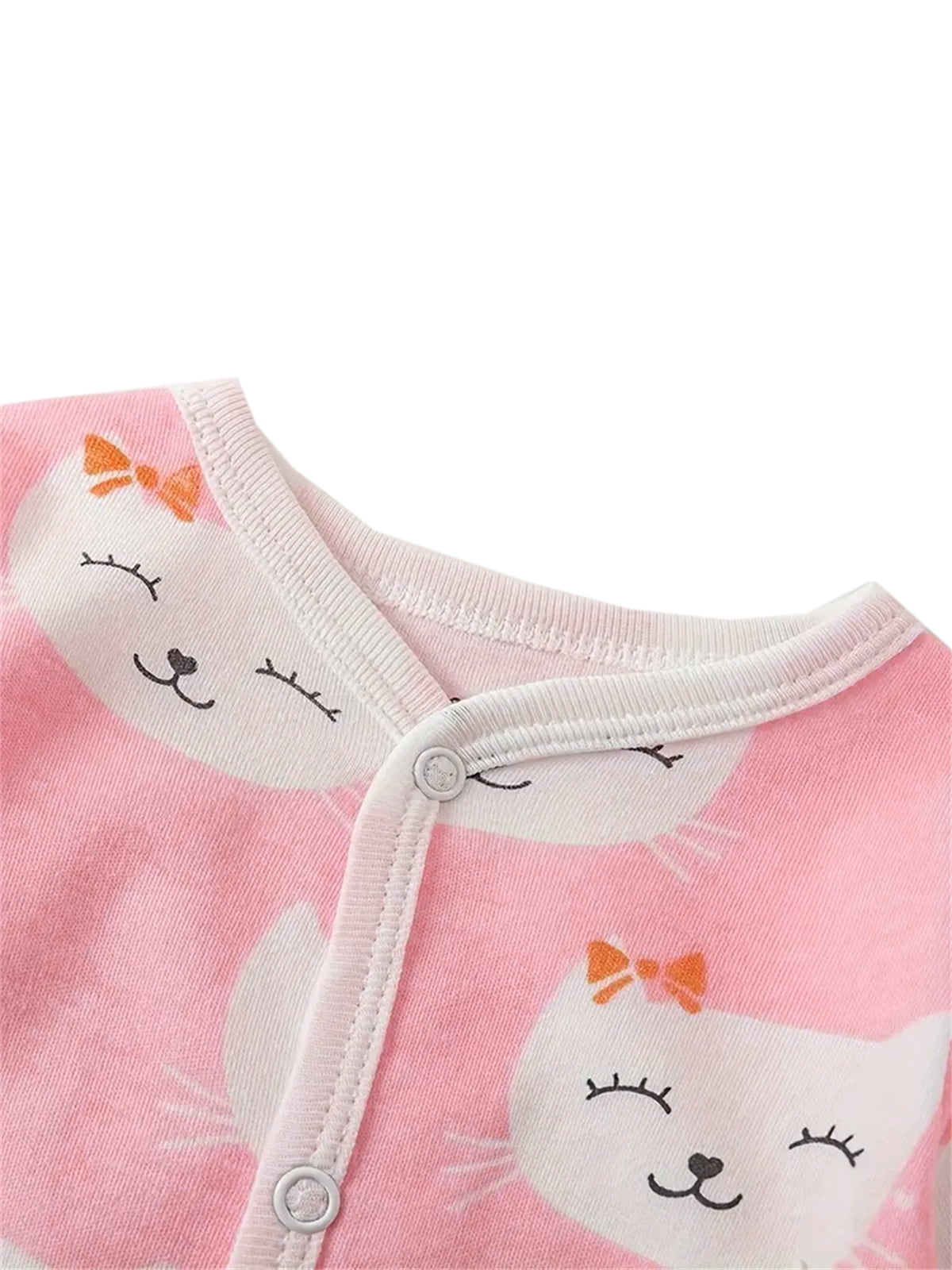 QEFJNO Newborn Baby Girls' 3-pack Sleep and Play Footies Pajamas One-Piece Sleeper Button Jumpsuit Cotton Cat PJs