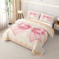 thumbnail image 3 of Erosebridal Pink Bowknot Pearl Twin Quilt Set for Girls, Vintage Ribbon Twin Coverlet Set, 2 Pieces, 3 of 7