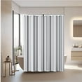 thumbnail image 3 of Juego de cortinas de ducha a rayas: cortina de bañera lavable con 12 ganchos, cortinas de ducha de tela impermeables de estilo rústico a rayas, 3 of 5