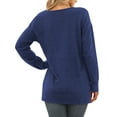 thumbnail image 3 of MOSHU V Neck Sweaters for Women Fall Lightweight Knit Pullover Sweater Side Slits Tops, 3 of 8