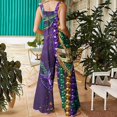 thumbnail image 4 of Moxiu Women's Mardi Gras Jumpsuit Holiday Jumpsuits Dressy Casual Carnival Graphic Overalls Loose Wide Leg Rompers with Pockets 2025 Multicolor,S, 4 of 7