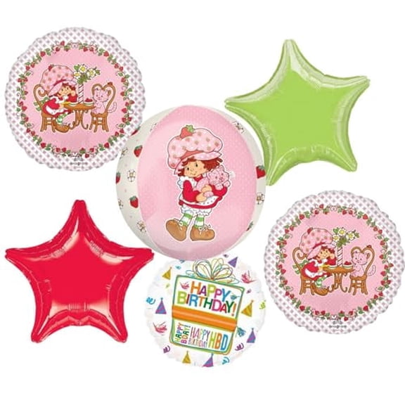 Anagram Birthday Party Supplies Strawberry Girl Shortcake Orbz 6pc Balloon Bouquet Decorations
