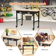 thumbnail image 4 of AKDSteel 60" Adjustable Height Workbench with 2000 Lbs Load Capacity, Heavy Duty Rubber Wood Top, Mobile Rolling Work Table with Drawer, Pegboard, Power Outlets & Lockable Wheels for Garage Workshop, 4 of 6